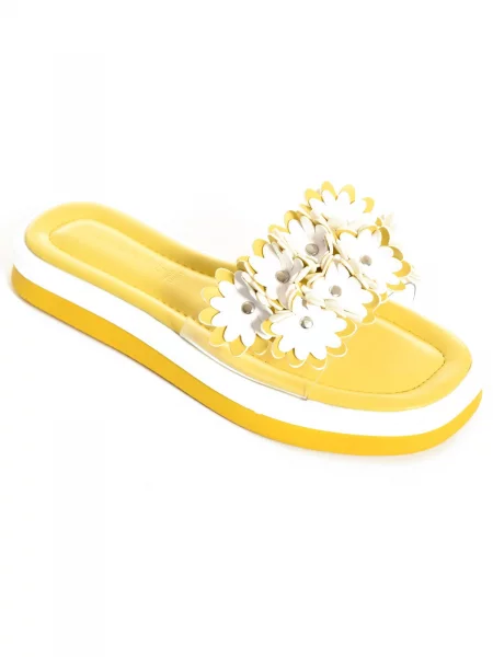 Мода - Жълти дамски чехли